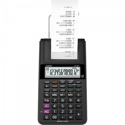 Imagem de Calculadora Com Bobina Casio HR-8RC-WE-B-DC 12 Dígitos Preta F002
