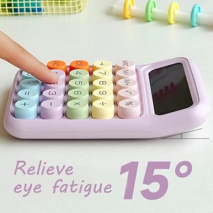 Imagem de Calculadora Criativa Colorida 12 Números Digitos Grandes Estilo Retrô Tons Pastel Fofa Kawaii