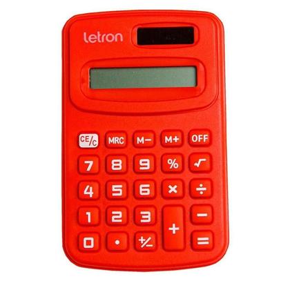 Imagem de Calculadora de bolso 8 digitos colorida vermelha - letron