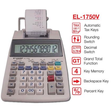Imagem de Calculadora de impressão Sharp El-1750V 12 dígitos Desktop