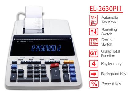 Imagem de Calculadora de Impressão Sharp EL-2630PIII - 12 Dígitos com Rolo de Papel
