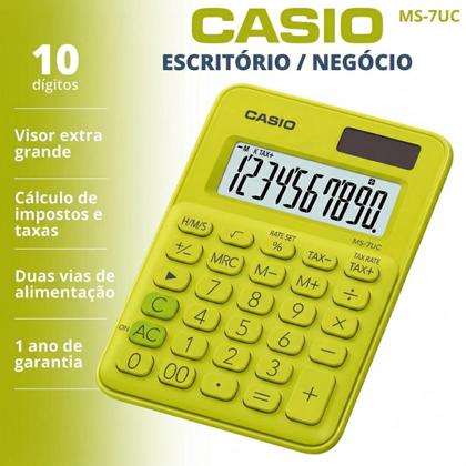Imagem de Calculadora de Mesa Casio Colorida MS7UC 10 Dígitos Design Premiado Solar Original com Nota Fiscal