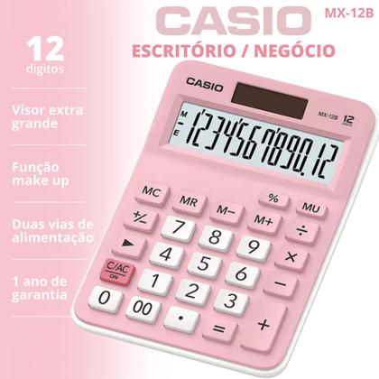 Imagem de Calculadora De Mesa Casio Mx-12b 12 Dígitos Rosa Cor Rosa