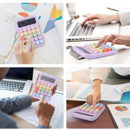 Imagem de Calculadora De Mesa Colorida 12 Dígitos Display Escolar Escritório