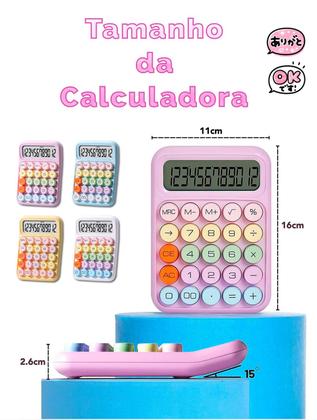 Imagem de Calculadora de Mesa Simples Kawaii Candy Colorida 12 Dígitos
