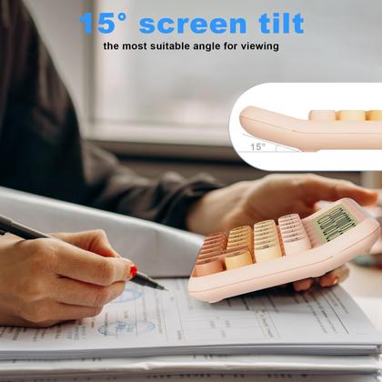 Imagem de Calculadora DECKLIT com display LCD mecânico de 12 dígitos rosa