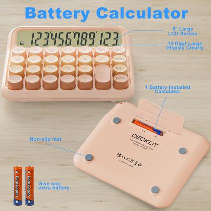 Imagem de Calculadora DECKLIT com display LCD mecânico de 12 dígitos rosa