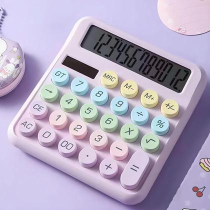 Imagem de Calculadora Degradê 12 Dígitos Kawaii Fofa Colorida Ecooda CL808