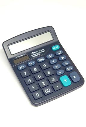 Imagem de Calculadora Digital Preto 12 Dígitos  Display LCD, Dupla Alimentação Solar  AA