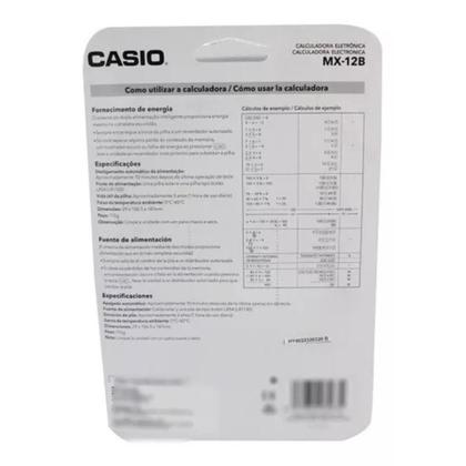 Imagem de Calculadora Eletrônica Casio Mx-12b 12 Dígitos Preta Solar