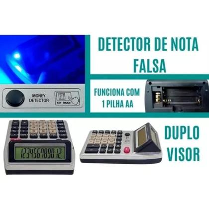 Imagem de Calculadora Eletrônica Duplo Visor + Luz Detectora De Nota Falsa