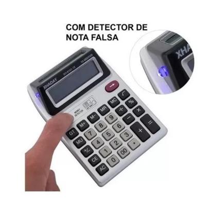 Imagem de Calculadora Eletrônica Duplo Visor + Luz Detectora De Nota Falsa