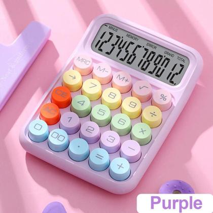 Imagem de Calculadora Estilo Retrô 12 Números Colorida Fofa Kawaii