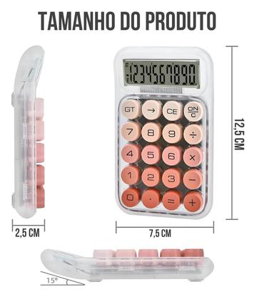 Imagem de Calculadora Fofa Degradê Transparente 10 Dígitos Ecooda