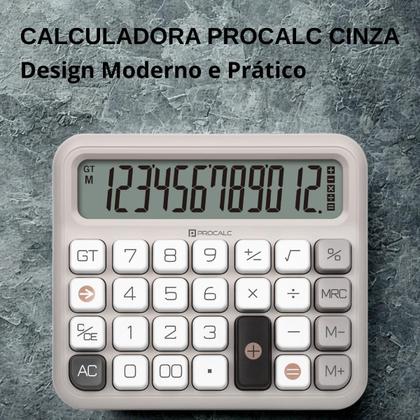 Imagem de Calculadora Mesa Cinza 12 Dígitos Procalc Pc315 Softkey