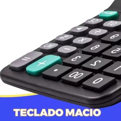 Imagem de Calculadora Preta De Mesa 12 Digitos Display NF Barato 