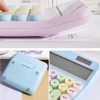 Imagem de Calculadora Solar Colorida de Mesa 12 Digitos Grande Tela LCD Botão Mecânico