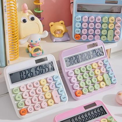Imagem de Calculadora Solar Colorida de Mesa 12 Digitos Grande Tela LCD Botão Mecânico