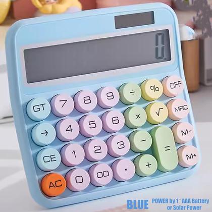 Imagem de Calculadora Solar Colorida de Mesa 12 Digitos Grande Tela LCD Botão Mecânico