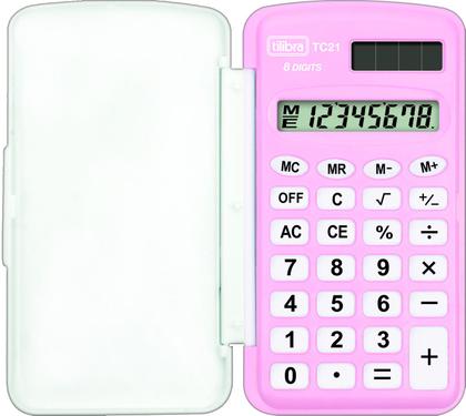 Imagem de Calculadora Tilibra TC21 Rosa Claro 8 Dígitos de Bolso com Capa Plástica Ref: 317098