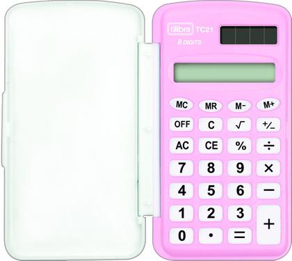 Imagem de Calculadora Tilibra TC21 Rosa Claro 8 Dígitos de Bolso com Capa Plástica Ref: 317098