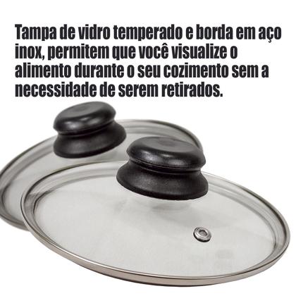 Imagem de Caldeirão 16cm Preto com Tampa de Vidro 2L Alumi-Aço Linha Premium J4TECH Alumínio Antiaderente Teflon Ultra Resistente 
