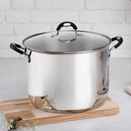 Imagem de Caldeirão Astro Silicone em Aço Inox Fundo Triplo Tampa de Vidro 30 cm 15,2 l - Tramontina 62125300