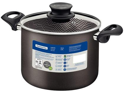 Imagem de Caldeirão de Alumínio Tramontina Antiaderente - Chumbo com Tampa 2,1L 16cm Paris