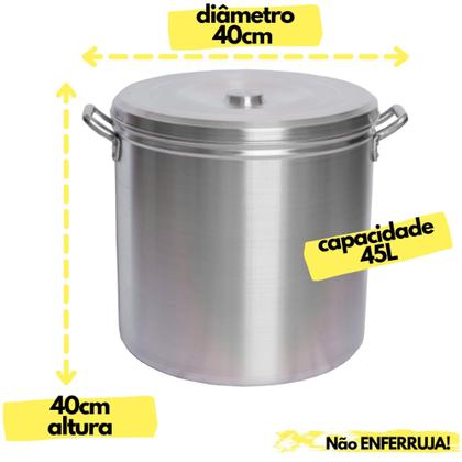 Imagem de Caldeirão Hotel N 40 - 45 Litros Panela De Alumínio Linha Industrial Cervejeiro - Global Alumínio