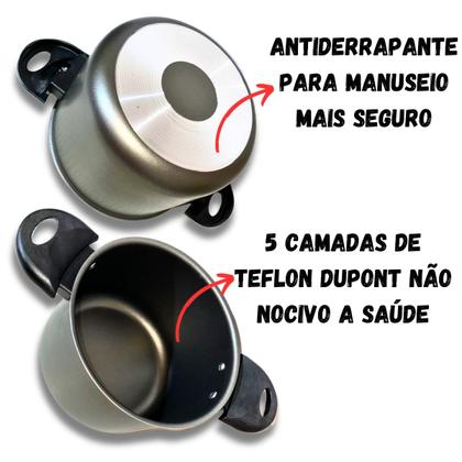 Imagem de Caldeirão Panela 26cm Grande Antiaderente Com Tampa De Vidro