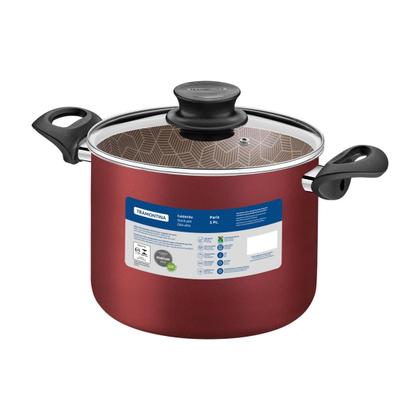 Imagem de Caldeirão Tramontina Paris em Alumínio com Revestimento Interno e Externo em Antiaderente Starflon Max Vermelho com Tamp
