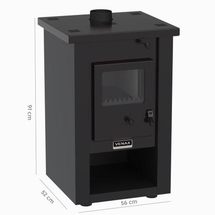 Imagem de Calefator a Lenha Pyron Dupla Combustão Preto Fosco Venax