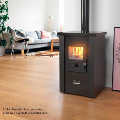 Imagem de Calefator à Lenha Venax Vulcano, Dupla Combustão, Preto
