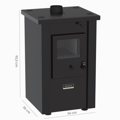 Imagem de Calefator a Lenha Vulcano Dupla Combustao Preto Fosco