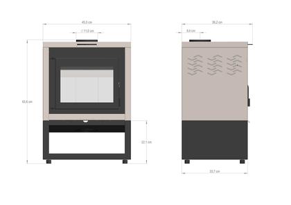 Imagem de Calefator antonow / dupla combustão / lareira moderna / vecta 35 / preto com inox escovado