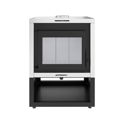 Imagem de Calefator antonow / dupla combustão / lareira moderna / vecta 35 / preto com inox escovado