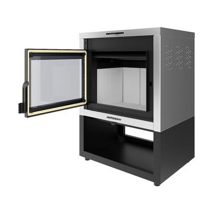 Imagem de Calefator antonow / dupla combustão / lareira moderna / vecta 35 / preto com inox escovado