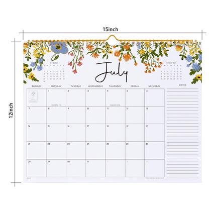 Imagem de Calendário: Calendário de parede Cabrix 2025, design floral de 18 meses