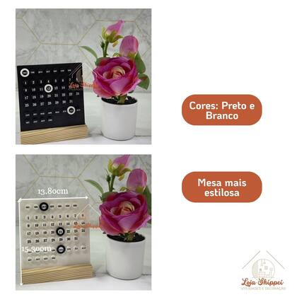 Imagem de Calendário de Madeira Permanente Mesa Decorativa para Home Office Escritório Ambiente Criativo Elegante Charmoso