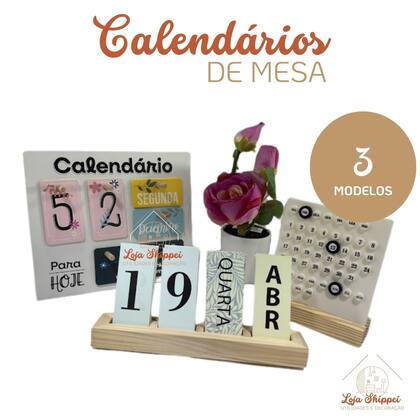 Imagem de Calendário de Madeira Permanente Mesa Decorativa para Home Office Escritório Ambiente Criativo Elegante Charmoso