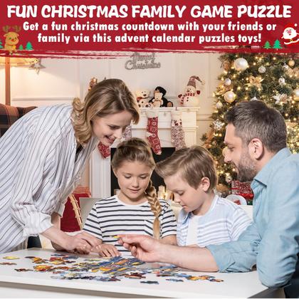 Imagem de Calendário do Advento 2024 para adultos, crianças e adolescentes - 1000 peças de quebra-cabeças de Natal, surpresas de 24 dias, calendário de contagem regressiva de Natal, caixa de presente, jogo familiar, quebra-cabeça do advento, presentes de Natal para meninos, meninas, mulheres e homens
