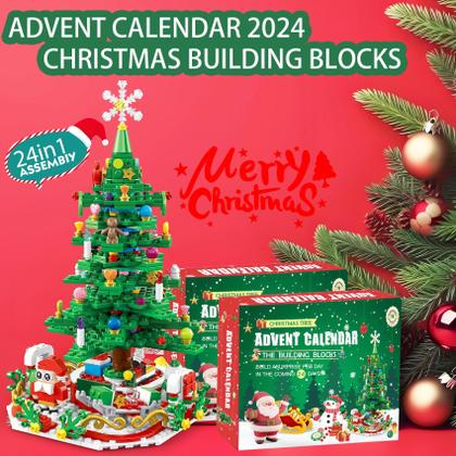 Imagem de Calendário do Advento Building Blocks Toy 2024 Árvore de Natal 24 em 1