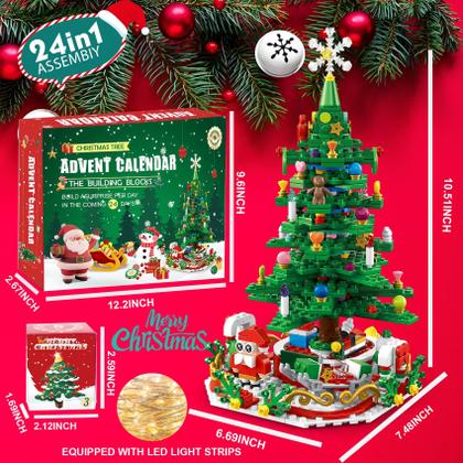 Imagem de Calendário do Advento Building Blocks Toy 2024 Árvore de Natal 24 em 1