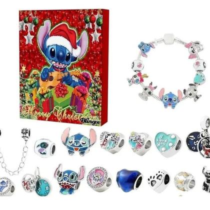 Imagem de Calendário Do Advento De Natal Da Disney Com Pulseiras Stitch E Mickey Para Meninas, Kit De Joias De