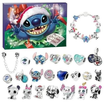 Imagem de Calendário Do Advento De Natal Da Disney Com Pulseiras Stitch E Mickey Para Meninas, Kit De Joias De