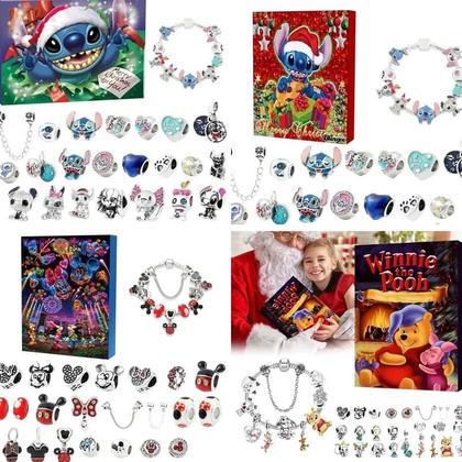 Imagem de Calendário Do Advento De Natal Da Disney Com Pulseiras Stitch E Mickey Para Meninas, Kit De Joias De