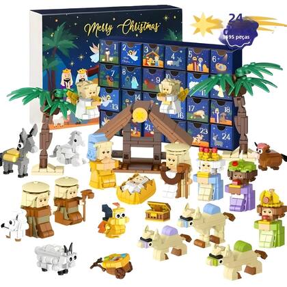Imagem de Calendário Do Advento De Natal DIY De 24 Dias, Brinquedos De Blocos De Jesus, Lembrancinhas De