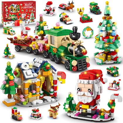 Imagem de Calendário do Advento DULEFUN 2024 Kids Christmas com Building Bloc