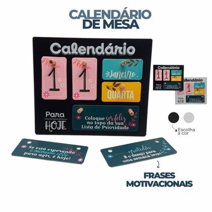 Imagem de Calendário Mesa Permanente Madeira Home Office Decoração Troca Frases