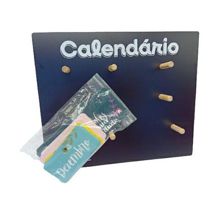 Imagem de Calendário Mesa Permanente Madeira Home Office Decoração Troca Frases